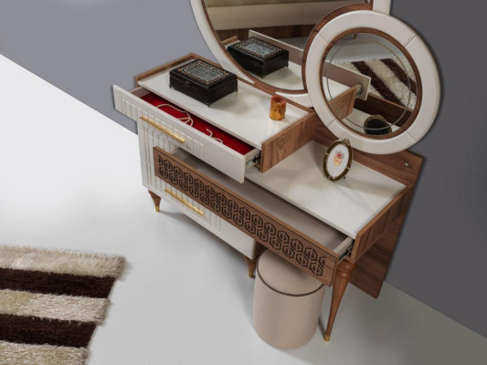 Dormitorio Set de cómoda con espejo Conjunto de muebles de madera Grupo Muebles Nuevos
