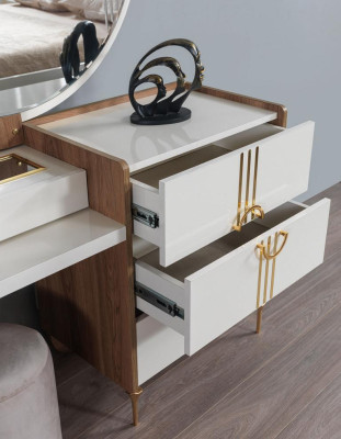 Lujoso tocador con espejo, cómoda, armario y aparador de 2 piezas. Muebles cómoda.