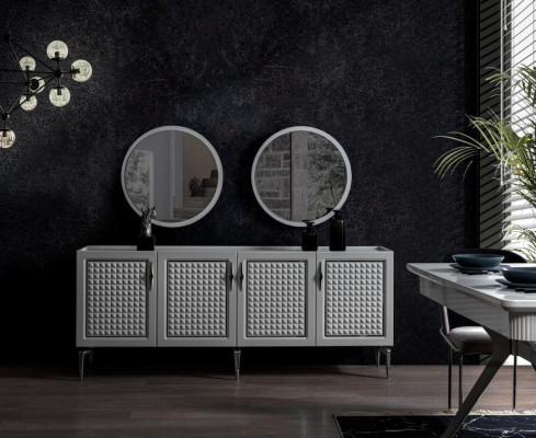Gris aparador armario estantería armarios muebles espejo cómodas 3 piezas