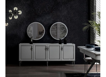 Gris aparador armario estantería armarios muebles espejo cómodas 3 piezas