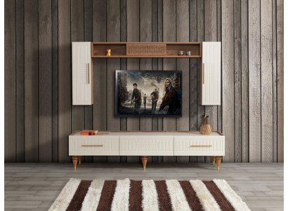 Mueble de salón Sala de estar Estilo moderno Muebles de lujo Módulo de pared Estante 3 piezas