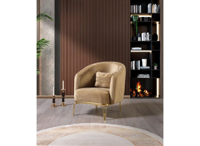 Sillón de lujo para sala de estar 1 plaza sofá mueble nuevo moderno beige.