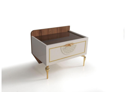 Mesita de noche de dormitorio, diseño moderno, muebles de madera de lujo blancos nuevos.