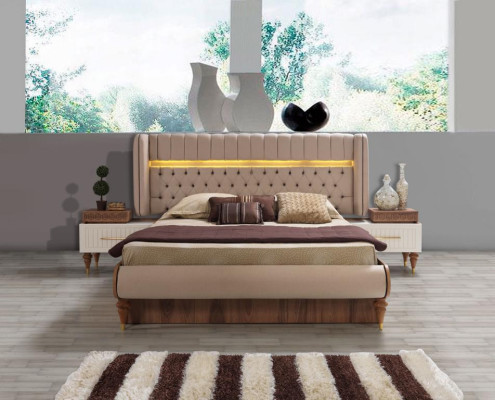 Dormitorio Mesitas de noche Material Madera Estilo Muebles Marrón Nuevo Lujo