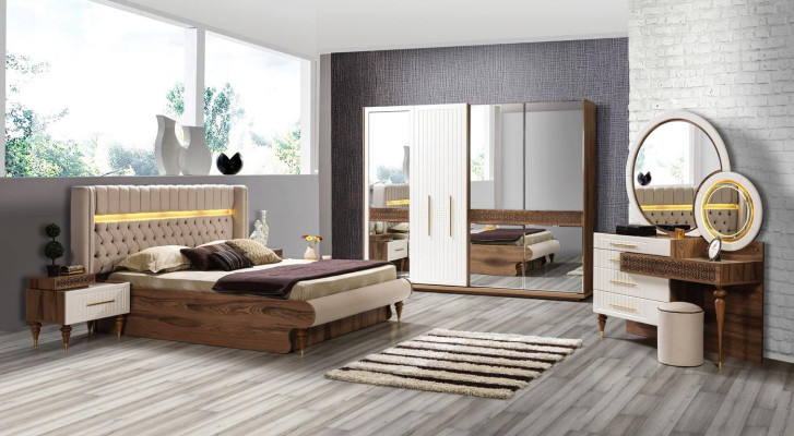 Dormitorio Mesitas de noche Material Madera Estilo Muebles Marrón Nuevo Lujo