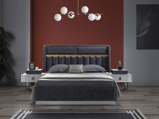 Dormitorio mesita de noche Muebles Lujo Moderno Gris Nuevo Diseño Madera Metal