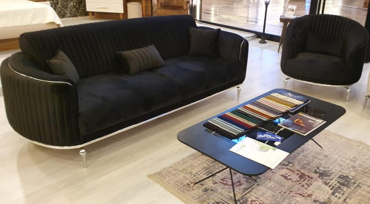 Sillón de diseño para sala de estar, sofá textil, tapicería de lujo, asiento nuevo, negro.