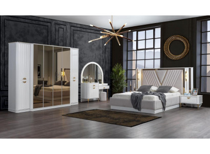 Set de dormitorio cama 2× mesitas de noche armario 5 piezas Moderno nuevo.