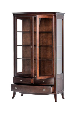 Muebles de sala de estar Vitrina clásica Madera Vidrio Armario de cristal Armario Vitrinas Nuevo