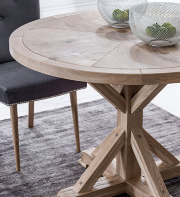 Mesa redonda de diseño clásico, mesa redonda de madera, mesas de 110/140 cm, comedor nuevo.