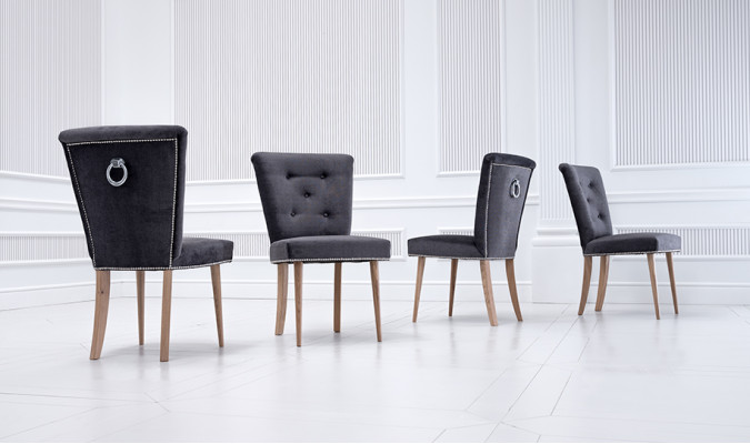Silla Chesterfield Set Grupo de sillas 4x sillas Conjunto de asientos Acolchado de asientos