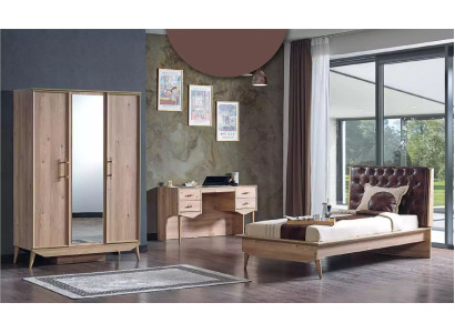 Armario de madera marrón para ropa en el dormitorio, mueble de guardarropa.