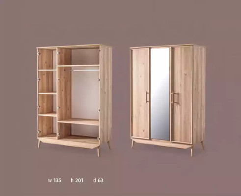 Armario de madera marrón para ropa en el dormitorio, mueble de guardarropa.