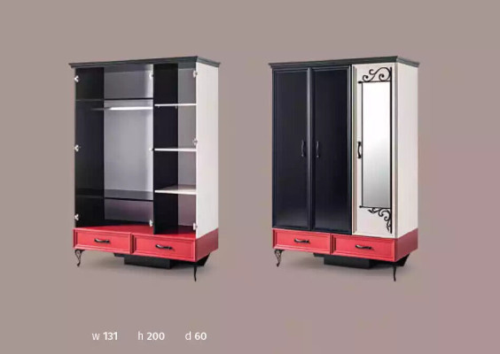 Clásico armario de vestuario de loft, diseño de armarios de dormitorio, muebles de diseño 131x60x200.