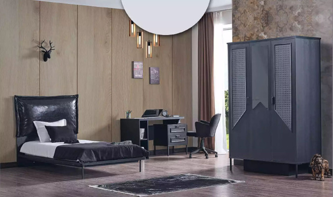 Armario Ropero Muebles Dormitorio Armarios Madera Loft Decoración Negro