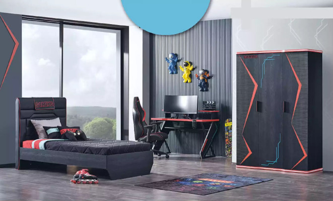 Mesas modernas Escritorio Escritorio infantil negro Mesa de ordenador para gamer