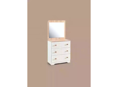 Cómoda con espejo, mesa consola, muebles blancos modernos en el dormitorio.