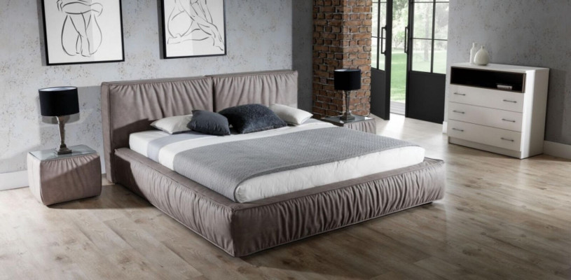 Cama Marrón Dormitorio Madera Muebles Textiles Estilo Clásico Art déco