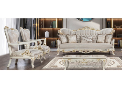Sofá de 3 plazas y 2 sillones de poliéster Sofás Silla Set de lujo clásico barroco
