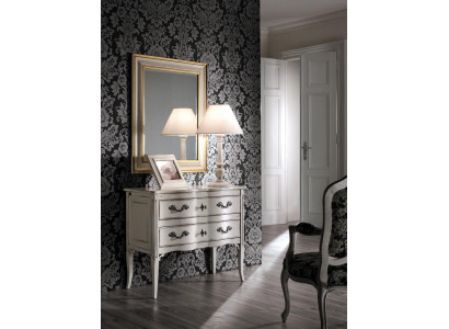 Cómoda Muebles Armario Sala de estar Blanco Aparador Cómoda con espejo Madera
