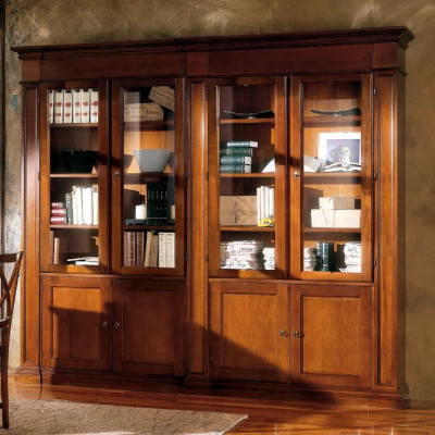 Estantería de salón, estante, librería, madera, armario de oficina, vitrinas, Italia.