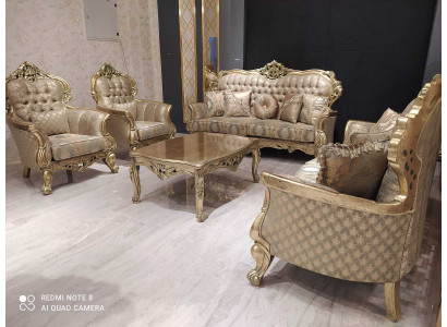 Conjunto de sofás franceses para muebles tapizados. Juego de sofá 5 piezas con mesa.