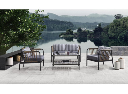 Sofá de diseño 2 plazas de tela 2 sillones Sofás tapizados Mesa de centro Textil Nuevo