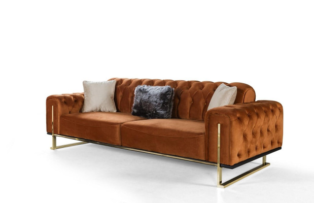 Diseñador Chesterfield, conjunto de 3 piezas, 2 sofás de 3 plazas y un sillón, moderno, de tres plazas.