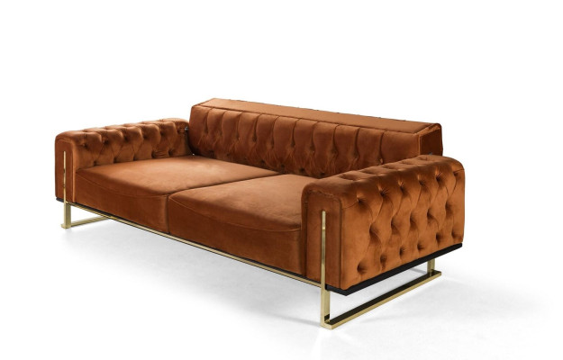 Diseñador Chesterfield, conjunto de 3 piezas, 2 sofás de 3 plazas y un sillón, moderno, de tres plazas.