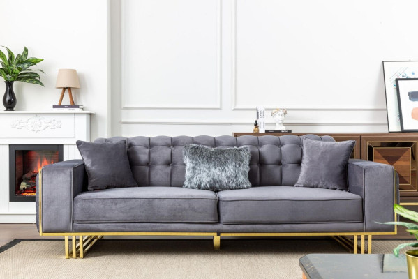 sofá Muebles de lujo Sala de estar Patas 240cm Sofá Sofás Sofás de 3 plazas