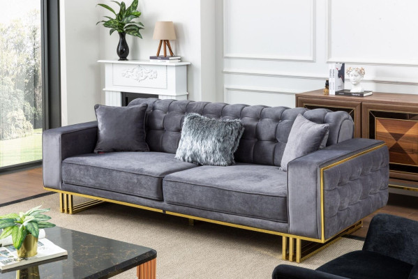 sofá Muebles de lujo Sala de estar Patas 240cm Sofá Sofás Sofás de 3 plazas