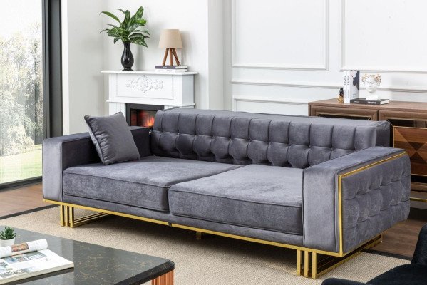 sofá Muebles de lujo Sala de estar Patas 240cm Sofá Sofás Sofás de 3 plazas