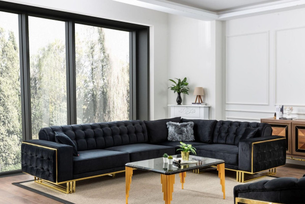Sofá esquinero exclusivo moderno en forma de L, estilo de diseño, muebles de salón, conjunto de esquinero.