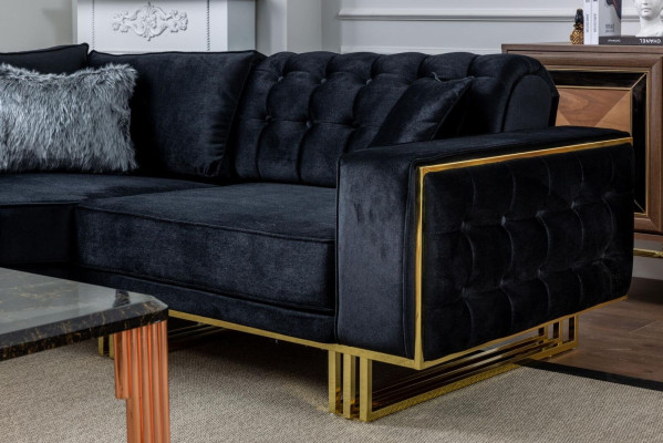 Sofá esquinero exclusivo moderno en forma de L, estilo de diseño, muebles de salón, conjunto de esquinero.