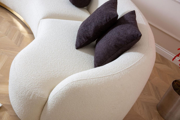 Sofá redondo de diseñador, conjunto de esquina blanco, muebles modernos en la sala de estar de lujo