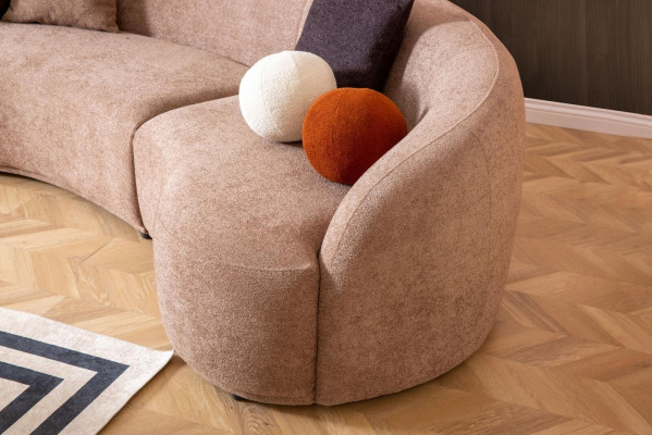 Sofá redondo de diseñador marrón - Conjunto de esquina de muebles modernos de lujo para la sala de estar.