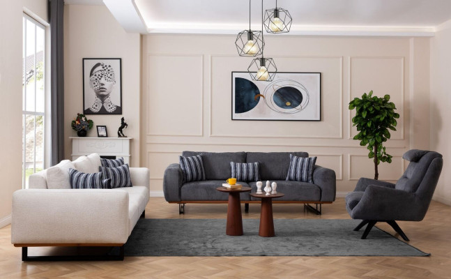 Diseño de juego de sofás para sala de estar Conjunto de salón Modernos conjuntos de muebles 4+3+1 asientos 3 piezas.