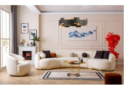 Conjunto de sala de diseño moderno con sofá redondo + sillón 1 plaza de 2 piezas