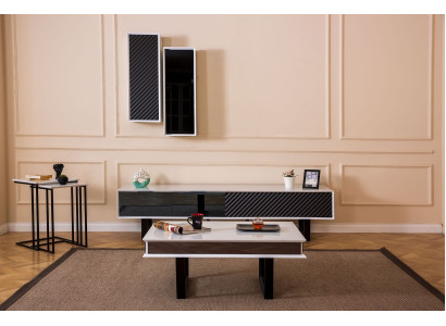 Conjunto moderno de sala de estar 6 piezas soporte de TV, gabinete de pared de diseño en madera amueblado