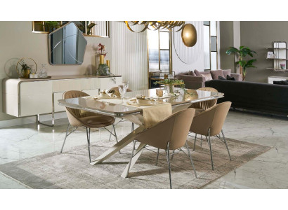 Grupo de comedor, muebles de comedor de madera, mesa de comedor, esquina para comer, beige, comedor de 9 piezas.