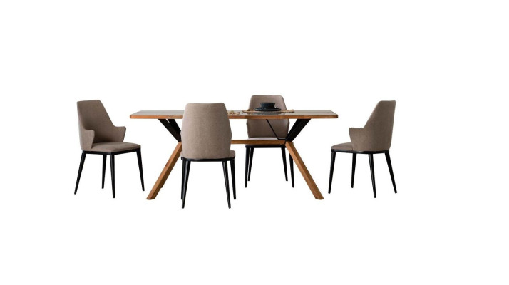 Esquina de comedor Juego de mesa de comedor Mesa de comedor Sillas 5 piezas Marrón Madera