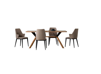 Esquina de comedor Juego de mesa de comedor Mesa de comedor Sillas 5 piezas Marrón Madera