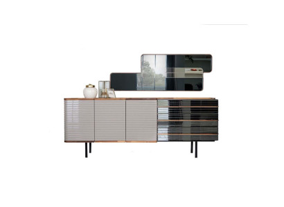 Blanco Aparador con Espejo Cómoda Armario de Madera para Comedor