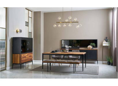 Mesa de comedor, grupo de comedor, conjunto de comedor esquina 9 piezas madera marrón