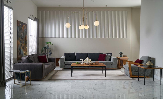 Sofá de tela completo Conjunto de sofás de tela gris 3 piezas Nuevo