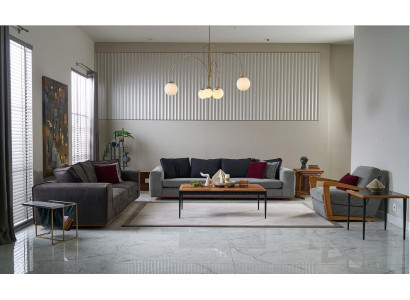 Sofá de tela completo Conjunto de sofás de tela gris 3 piezas Nuevo