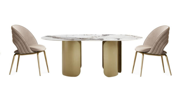 Conjunto exclusivo de comedor compuesto por mesa de comedor de 5 piezas + 4 sillas de lujo completo