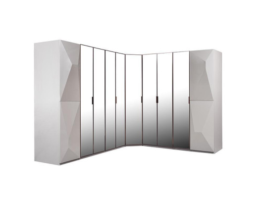 Diseño de armario de esquina, muebles de dormitorio de lujo de madera, armario moderno.