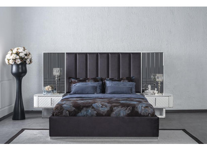 Doble Cama Moderna 2x Mesitas de Noche Conjunto de Dormitorio Muebles de Diseño de Lujo