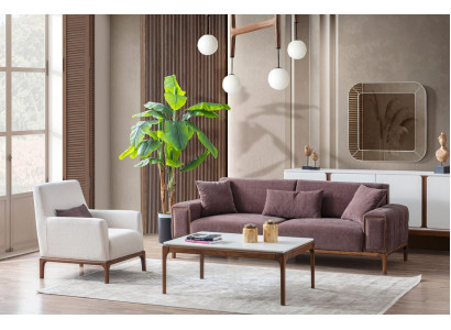 Juego de sala: sofá de 3+1 plazas, mesa de centro, conjunto de sofá y sillón de diseño moderno.
